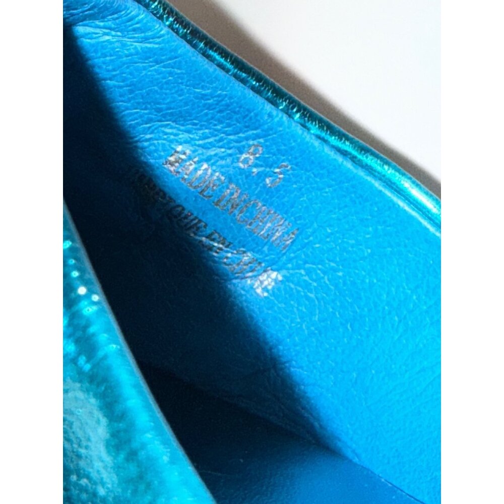 Jeffrey Campbell Mr Big Chain Slide Sandal Heel Blue Combo Size 8.5 Square Toe - Picture 10 of 10